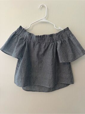 Lulus over the shoulder striped crop top